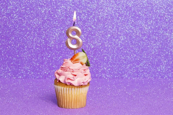 Cupcake Avec Nombre Pour Célébration Anniversaire Anniversaire Numéro — Photo