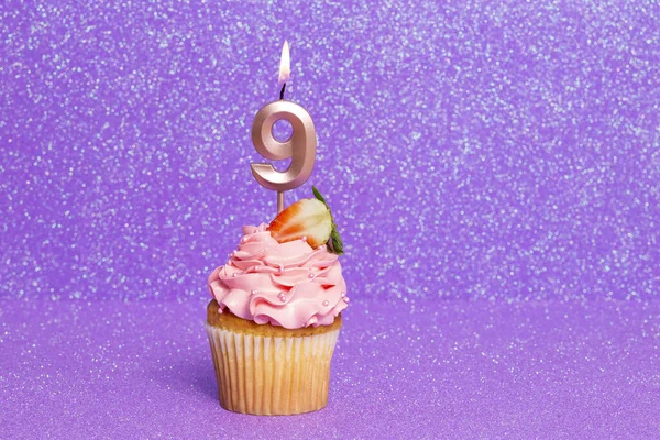 Cupcake Con Numero Celebrazione Del Compleanno Anniversario Numero — Foto Stock