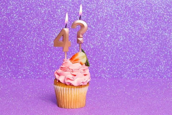 Cupcake Avec Nombre Pour Célébration Anniversaire Anniversaire Numéro Point Interrogation — Photo