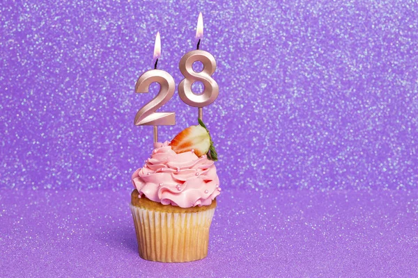 stock image Cupcake With Number For Celebration Of Birthday Or Anniversary; Number 28