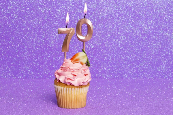 Cupcake Con Número Para Celebración Del Cumpleaños Aniversario Número —  Fotos de Stock