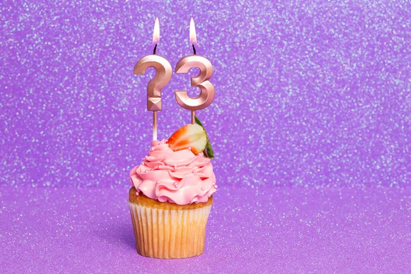Cupcake Con Numero Celebrazione Del Compleanno Anniversario Punto Interrogativo Numero — Foto Stock