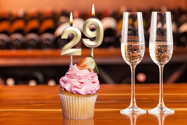Cupcake Com Número Para Comemoração Aniversário Aniversário Número — Fotografia de Stock