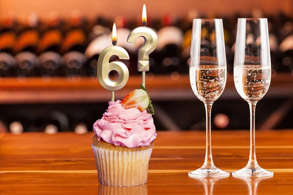 Cupcake Number Celebration Birthday Anniversary Number Question Mark — Stock Photo, Image