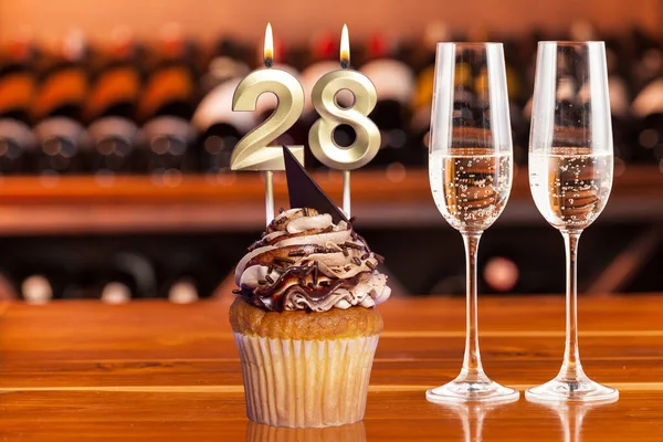 Cupcake Con Número Para Celebración Del Cumpleaños Aniversario Número — Foto de Stock
