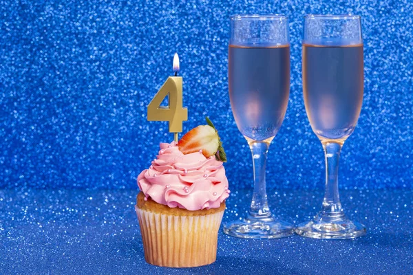 Cupcake Mit Nummer Zur Feier Des Geburtstages Oder Jahrestages Nummer — Stockfoto