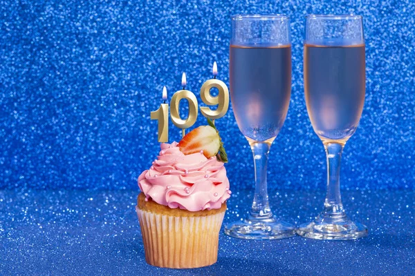 Cupcake Com Número Para Comemoração Aniversário Aniversário Número 109 — Fotografia de Stock