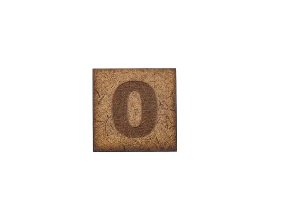 Αριθμός Τετράγωνο Ξύλινα Πλακάκια Αριθμός Μηδέν Λευκό Φόντο — Φωτογραφία Αρχείου