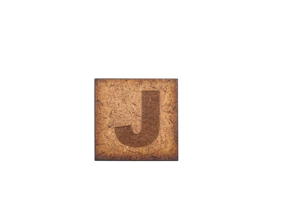 方块木片大写字母J 白色背景 — 图库照片