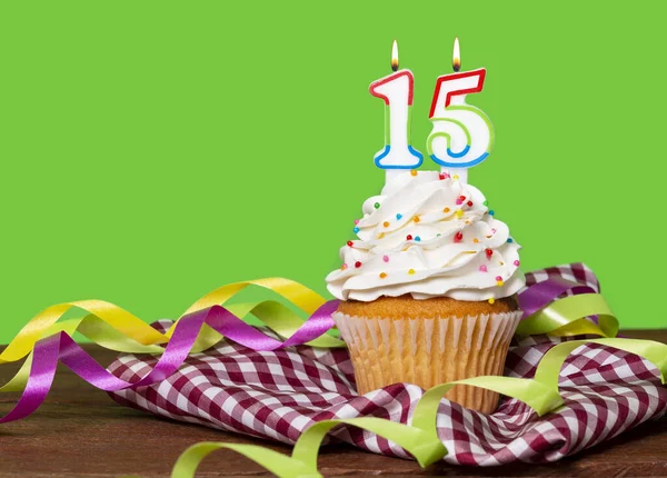 Cupcake Met Nummer Voor Verjaardag Jubileum Viering Nummer — Stockfoto