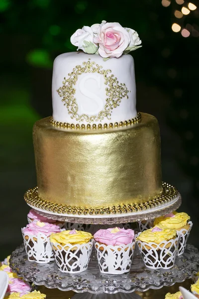 社交活动 为聚会或庆祝活动提供美味的装饰蛋糕 — 图库照片