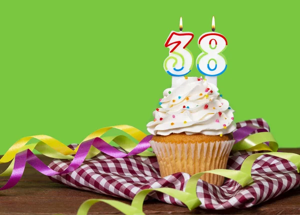 Cupcake Con Número Para Celebración Del Cumpleaños Del Aniversario Número — Foto de Stock