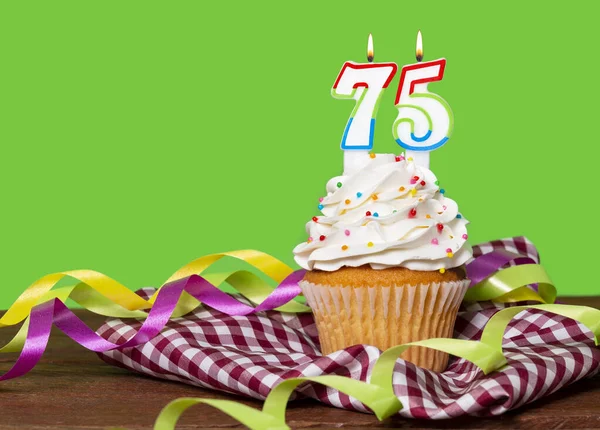 Cupcake Con Número Para Celebración Del Cumpleaños Del Aniversario Número —  Fotos de Stock