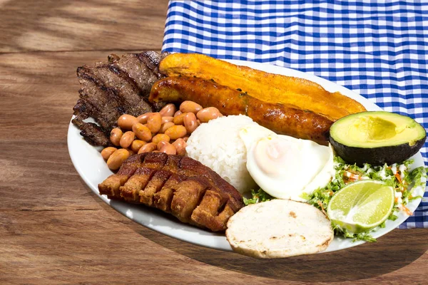Tasty Paisa Tray Typical Dish Region Antioquea Colombia — Stock Photo, Image