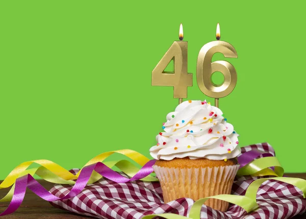 Birthday Cake Candle Number Green Background — Stock Photo, Image