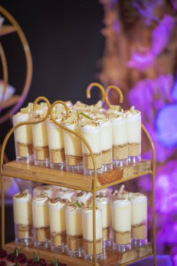 partinin resepsiyonu için tatlılar bireysel sunum