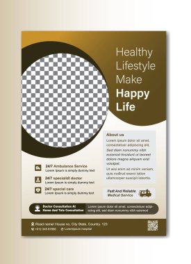 Modern Tıbbi Uçuş Şablonu Tasarımı, Sağlık Hizmetleri Şablonu A4 Boyut Şablonu, yazdırmaya hazır tıbbi şablon