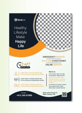 Modern Tıbbi Uçuş Şablonu Tasarımı, Sağlık Hizmetleri Şablonu A4 Boyut Şablonu, yazdırmaya hazır tıbbi şablon