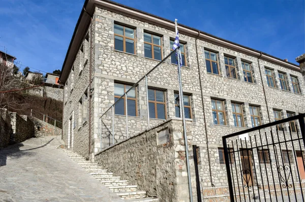 Vecchia Scuola Pietra Nel Villaggio Valtesiniko Grecia — Foto Stock