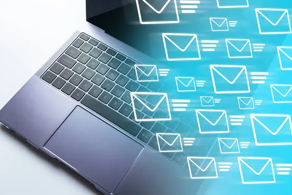 Laptop Met Mails Die Binnenkomen Mail Marketing Concept Internet Van — Stockfoto
