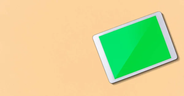Banner Mit Digitaler Tablet Attrappe Green Screen Und Kopierraum — Stockfoto