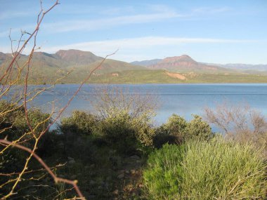 Arizona 'daki Theodore Roosevelt Gölü manzaralı çöl rezervuarı Phoenix' in kuzeyinde Salt River boyunca yer alır. Kamp, tekne ve balıkçılık için harika bir dinlenme yeri.. 