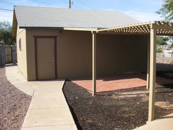 stock image Backyard Shop Garage Patio Arizona Living Summer. High quality photo