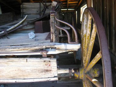 Bodie Ghost Town, Wagon Inside Wooden Binası Yakından. Yüksek kalite fotoğraf