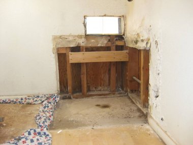 Drywall Work, Replacing Water Damaged Section, Wall Open. High quality photo