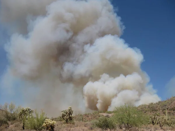 Lots of Smoke from a small wildfire near Apache Junction, Arizona . High quality photo