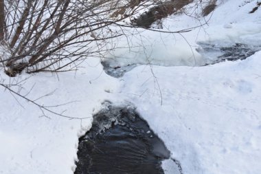 Snow Covered River Scene, Winter in Minnesota. High quality photo