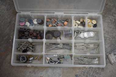 Plastik Kutu Düzenleyicisi Rotary Bits ile dolu. Yüksek kalite fotoğraf