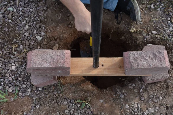 stock image How to Level and Install Mailbox Post, Arizona Suburb. High quality photo