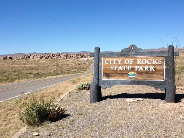 Vstupní Značka City Rocks State Park Nové Mexiko Kvalitní Fotografie — Stock fotografie