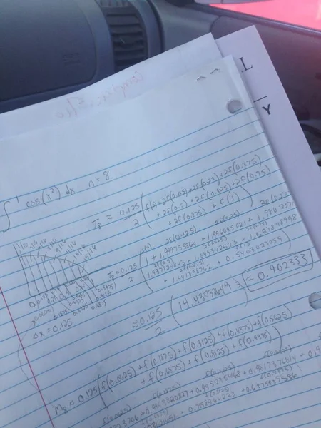 College Calculus Math Homework Lápis Escrito Papel Foto Alta Qualidade — Fotografia de Stock