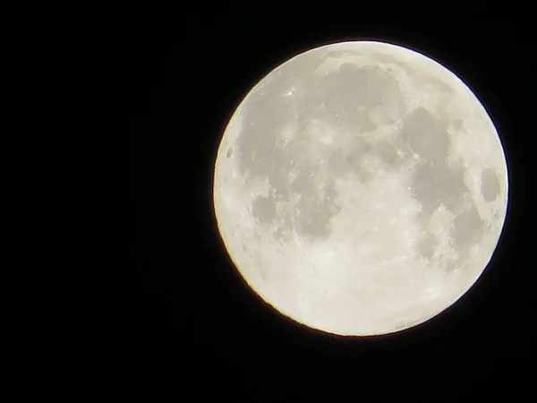 Big Full Moon Detalhes Dark Night Sky Não Editado Foto — Fotografia de Stock