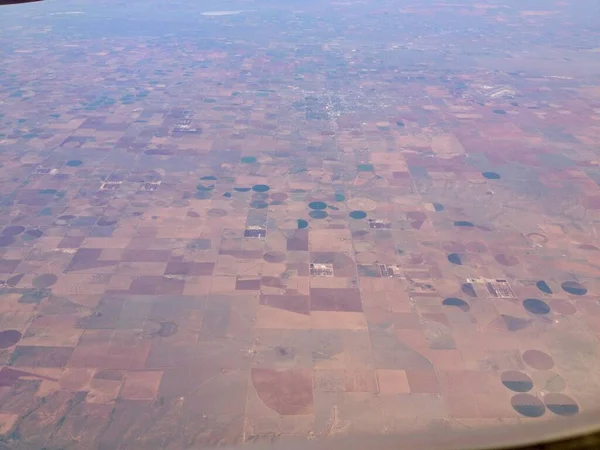 Widok Farm Fields Środkowo Zachodniej Usa Samolotu Wysokiej Jakości Zdjęcie — Zdjęcie stockowe