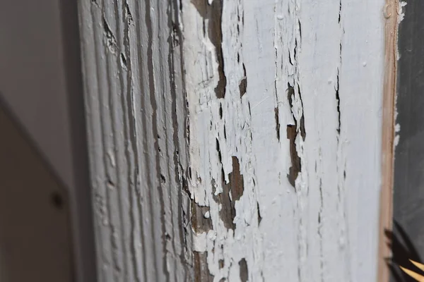 Peeling Old White Paint Wood Trim High Quality Photo — Stock Photo, Image