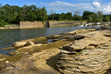 Rochester Dam on the Green River in Kentucky, as mentioned in the song Paradise by John Prine. Photo taken at John Prine Memorial Park, September 2023. High quality photo