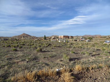 Goldfield, Nevada 'daki Eski Madenci Kasabası' nın çok uzak görüntüsü. Yüksek kalite fotoğraf