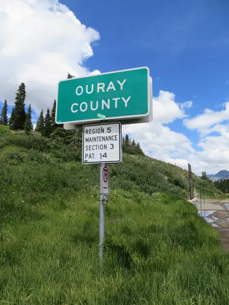 Ouray County Green Road Sign in Colorado. High quality photo
