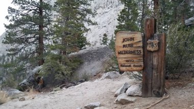 John Muir Wilderness Sign on Mt Whitney Trail, Inyo National Forest. High quality photo clipart