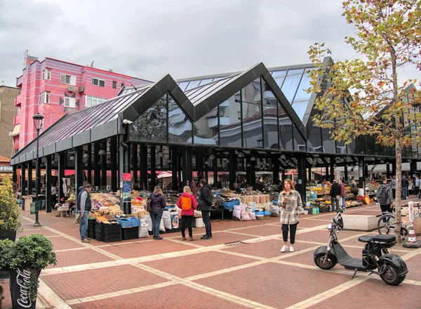 Basar Von Pazari Jüngster Markt Freien Mit Frischen Albanischen Produkten — Stockfoto