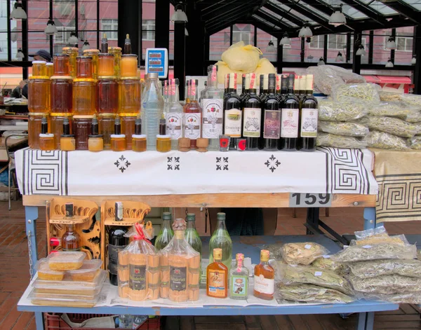 Basar Von Pazari Jüngster Markt Freien Mit Frischen Albanischen Produkten — Stockfoto