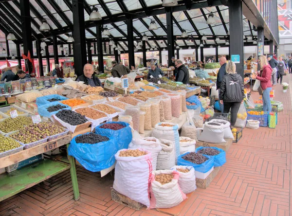 Basar Von Pazari Jüngster Markt Freien Mit Frischen Albanischen Produkten — Stockfoto