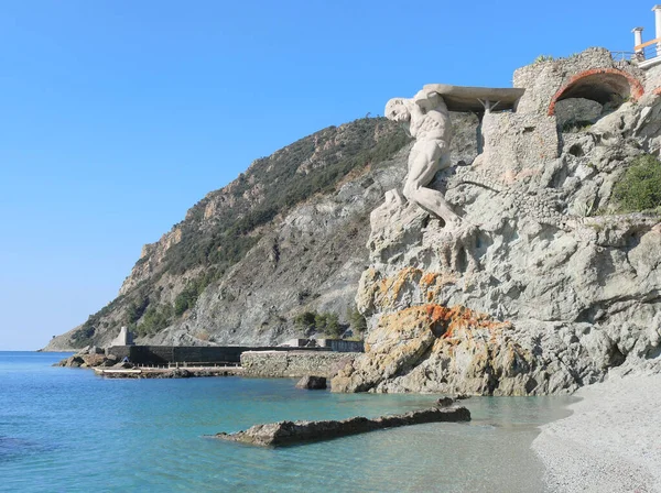 Monterosso Mare Itália 2023 Estátua Gigante Monterosso Mare Cinque Terre — Fotografia de Stock