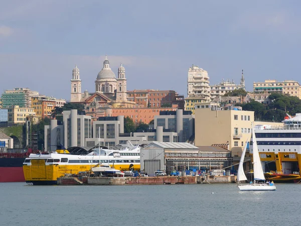 Genua Italien 2023 Hafen Genua Europas Zweitgrößter Hafen Mit Kränen — Stockfoto