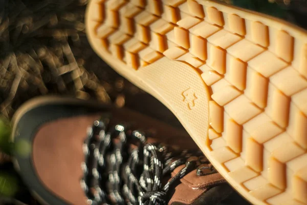 Close up of barefoot hiking shoe sole