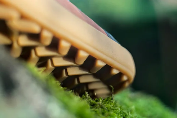 Close up of barefoot hiking shoe sole