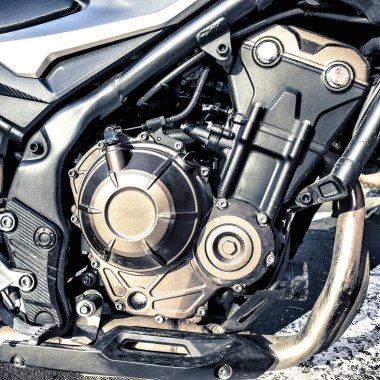 Motosiklet motoruna yakın çekim